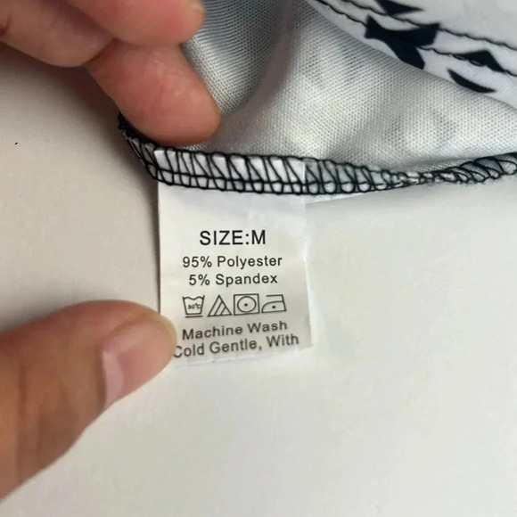 Geometric print black white gray long sleeve midi dress size medium - Picture 7 of 11